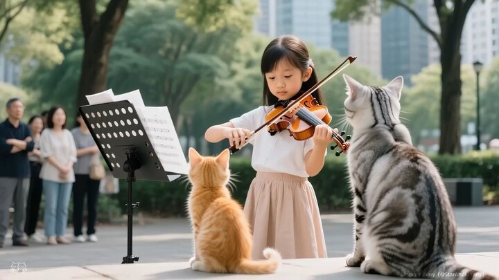 Ginger’s Family Music Show- Learning Violin with Papa Cat’s Help