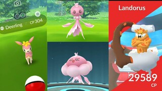 New Debut Pokemon pink Frillish, spring Deerling & Shiny Landorus if lucky!