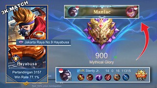 PAKE HAYA OREN DI DETIK2 MYTHICAL GLORY 900 AUTO MANIAC ! Mobile Legends ! Stenly Hayabusa