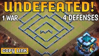 * UNDEFEATED * NEW TH13 WARBASE + LINK | 1 WAR - 4 DEFENSE | CLASH OF CLAN