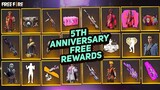 Free Fire 5th Anniversary Event All Free Rewards | Free Fire 5th Anniversary Rewards | Free Fire