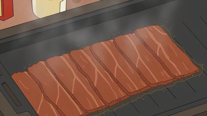 【蜡笔小新】全家发薪日吃超级豪华和牛烤肉大葱蘸酱料大口吃很过瘾哦