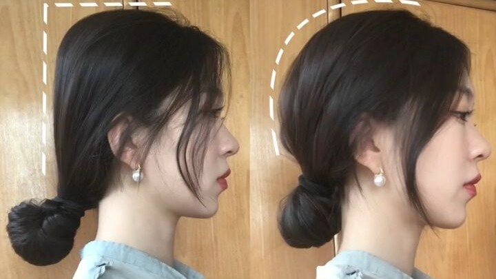 【Tóc búi thấp đồng quê】Đầu bẹt thành đầu tròn❗️Mái tóc búi thấp giúp bạn có phần sau đầu căng tròn đ