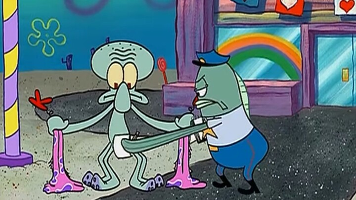 Squidward karena itu terlalu tidak senonoh! Ditandai oleh polisi!