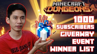 1000 Subscibers Giveaway Event Winner List Minecraft Dungeons