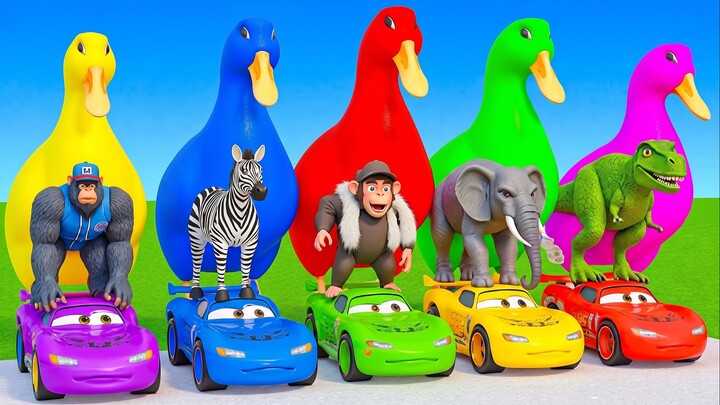 Long Slide Game With Cow Elephant Gorilla Hippopotamus Tiger 3d Animal Game Funny 3d Animals