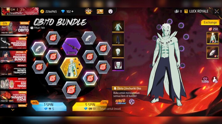 Spin Bundle Obito ff sampe dapat
