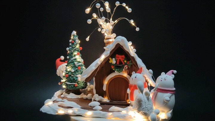 【Ultralight Clay】Detailed tutorial on how to make a Christmas igloo. At the end, a small string of l