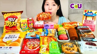 ASMR MUKBANG| 편의점 디저트 소세지빵 롤 케이크 아이스크림 마카롱 젤리 먹방 & 레시피 Convenience Store Food EATING