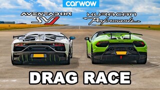 Lamborghini Aventador SVJ vs Huracan Performante DRAG RACE