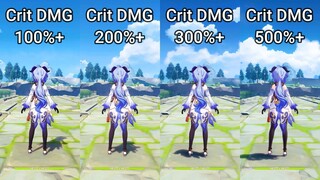 Ganyu Crit DMG 100% vs 200% vs 300% vs 500% - Genshin Impact Comparison