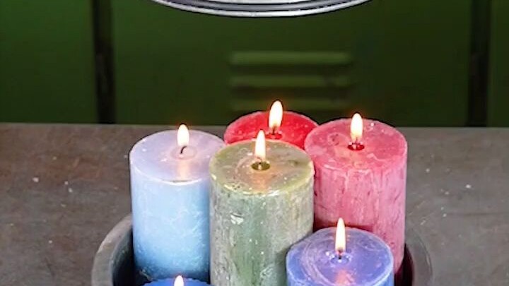 【Mesin Hidrolik Menghancurkan Segalanya】Lilin dan Krayon