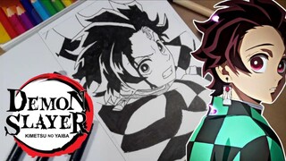 Menggambar Tanjiro kamado dari anime Demon slayer (Kimetsu no yaiba)