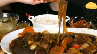 Miến sườn bò kho, chả cá sốt ăn với cơm 6 #amthuc