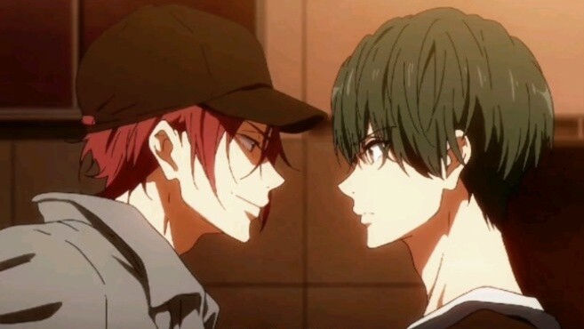 "Matsuoka Rin × Kirishima Ikaya × Nanase Haruka × Kirishima Natsuya" Rin tidak pernah berhenti menge