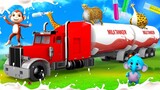 Funny Animals and Magical Milk Tanker in Forest | Animal Comedy Videos in Jungle 3D Cartoon Videos