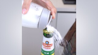 Revealing how to open a bottle cap with your hair—first, you need to have hair!