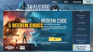 New 5 Reedem Codes Godzilla Vs Kong PUBG Mobile