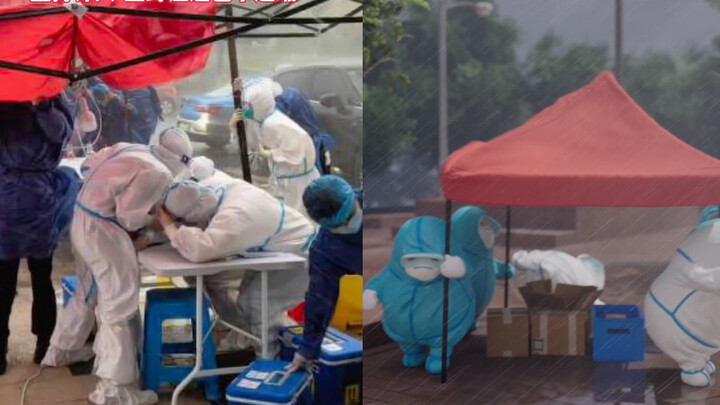 กลางพายุฝนหนัก “ชุดขาว” ใช้ร่างกายทั้งหมดปกป้องเต็นท์และหลักฐานอย่างสุดกำลัง จนตัวเปียกโชกไปทั้งตัว 