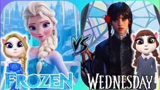 #wednesday Addams 🖤 #frozen Queen Elsa 💙🪺🪩 #mytalkingangela2 ♥️ #new #updates Gameplay cosplay