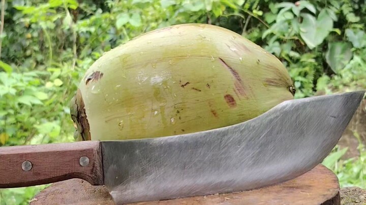 🥥 超解压！新鲜椰子切开的一瞬间太爽了！🔪💦新鲜椰子经过熟练的切割，打开后满满都是清爽的椰子水！🥥💧自然的声音、流畅的切割过程，看起来真的太治愈、太解压了！🌴✨如果你喜欢这种解压、ASMR