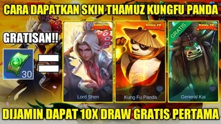 CARA MENDAPATKAN SKIN THAMUZ GENERAL KAI GRATIS!! MISI TIKET DRAW GRATISAN MLBB X KUNGFU PANDA