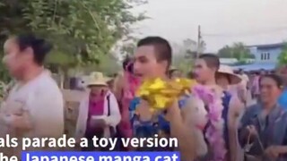 Doraemon prays for rain in Thailand, the effect is outstanding