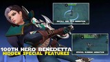 100TH HERO BENEDETTA SPECIAL FEATURES EXCLUSIVE ANIMATIONS FOR RECALL RUNNING, AND IDLE MODE MLBB!