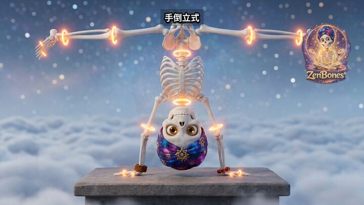 奇妙解压！看星空小骷髅在云端挑战完美手倒立，这也太治愈了吧