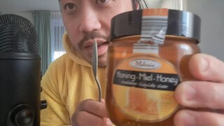 ASMR FINGER LICK HONEY & FACE TOUCHING