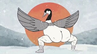 Dilatih agar terlihat seperti burung bangau...