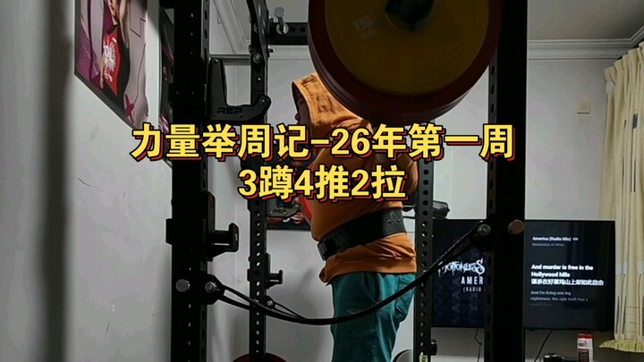 บันทึกการฝึกพาวเวอร์ลิฟติ้งประจำสัปดาห์ - สัปดาห์ที่ 1 ปี 2026: หมอบ 3 ครั้ง, ดัน 4 ครั้ง, ดึง 2 ครั