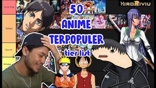 50 ANIME TERPOPULER Tier List Indonesia {Menurut Gw}