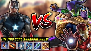 DEFEATING THANOS USING THIS ASSASSIN BUILD | CAPTAIN AMERICA GAMEPLAY | MARVEL SUPER WAR