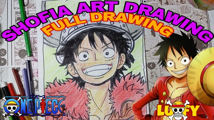 full drawing luffy dari anime one piece