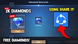 2K DIAMONDS SUPER FAST AND EASY USING SHARE IT! LEGIT! FREE DIAMONDS | MOBILE LEGENDS (2022)