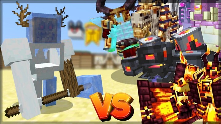 Minecraft: Golem Of The Primordial Ice Vs L_Ender 's Cataclysm - Batalha De Mobs (Mob Battle) 1.20.1