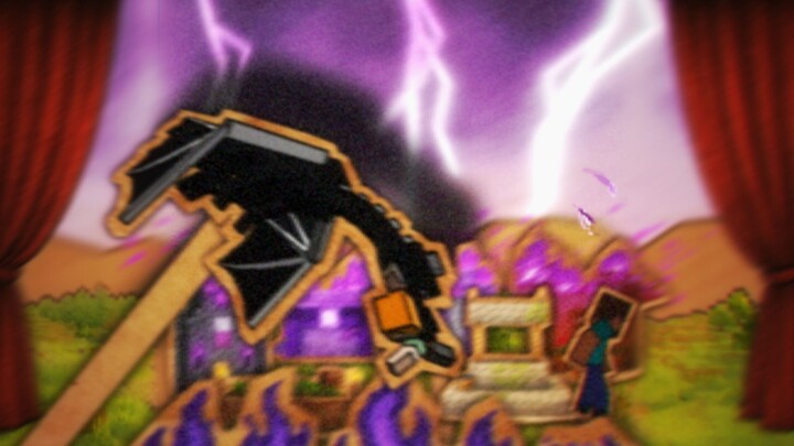 The Ender Dragon destroys the village
