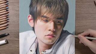 Color pencil hand drawing of young Jay Chou