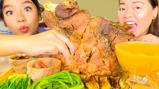 CRISPY ULO NG BABOY KARE KARE MUKBANG PH | CRISPY FRIED PIG'S HEAD