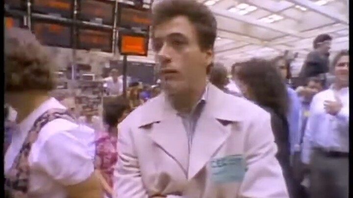 Robert Downey Jr visiting Wall Street for a documentary in the early 90s