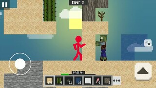 Stickman vs Multicraft: Noob Survival : Stickman Minecraft - Minecraft Game