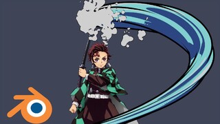 【Blender 2.8】Tanjiro's Water Breathing Effect (as shown on the cover)