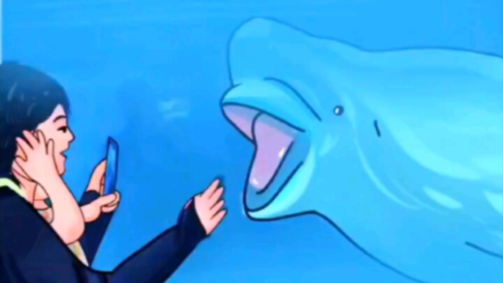 Mom takes her kid to the aquarium, and a blue whale’s goofy face scares the baby into tears!