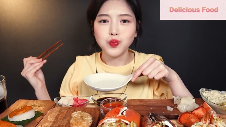 Món Hàn : Thưởng thức tôm hùm, cồi sò nướng bơ 2 #mukbang