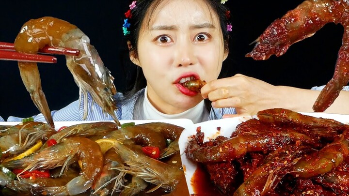 MUKBANG ASMR | Delicious! Spicy & Soy Sauce Marinated Raw Shrimp🦐 Eat Korean Food Eatingshow 아라 Ara