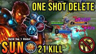 21 Kills!! Sun Critical Damage (ONE SHOT DELETE) - Build Top 1 Global Sun ~ MLBB