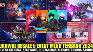 BOCORAN JADWAL RILIS 5 EVENT MOBILE LEGENDS 2024! EVENT JUJUTSU KAISEN, STARWARS, EXORCIST, SANRIO