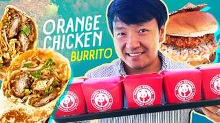 Trying ORANGE CHICKEN BURRITO at Panda Express INNOVATION KITCHEN vs. PANDA INN Food Review!