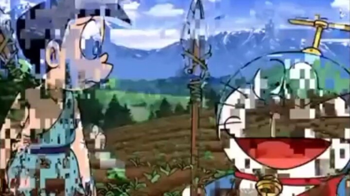 suneo sedang berbincang dengan doraemon